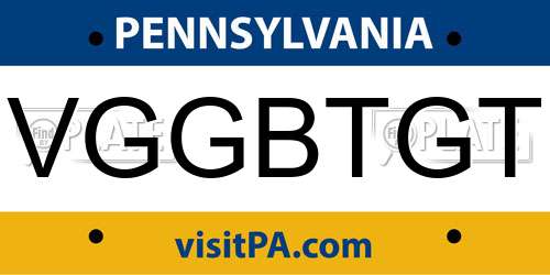 VGGBTGT Pennsylvania License Plate