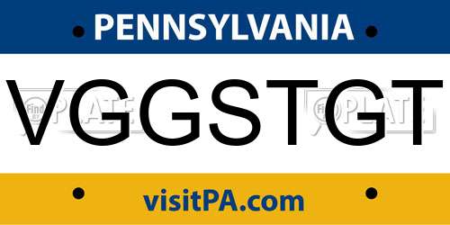 VGGSTGT Pennsylvania License Plate