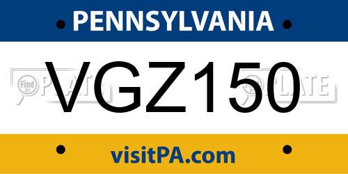 VGZ150 Pennsylvania License Plate