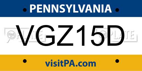 VGZ15D Pennsylvania License Plate