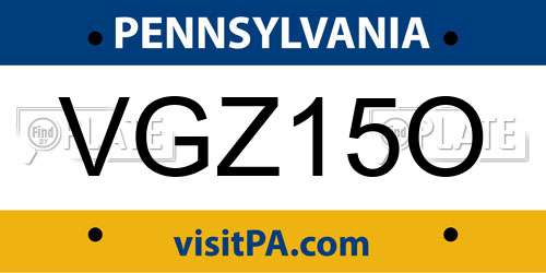 VGZ15O Pennsylvania License Plate