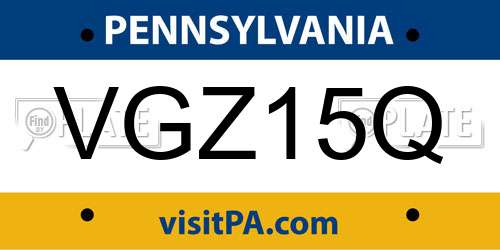 VGZ15Q Pennsylvania License Plate