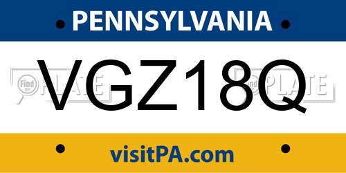 VGZ18Q Pennsylvania License Plate