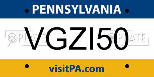 VGZI50 Pennsylvania License Plate
