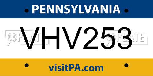 VHV253 Pennsylvania License Plate