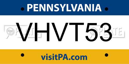 VHVT53 Pennsylvania License Plate