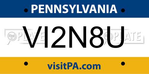 VI2N8U Pennsylvania License Plate