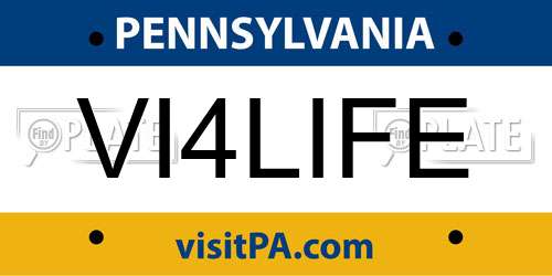 VI4LIFE Pennsylvania License Plate