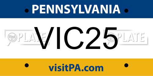 VIC25 Pennsylvania License Plate