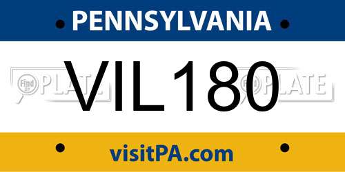VIL180 Pennsylvania License Plate