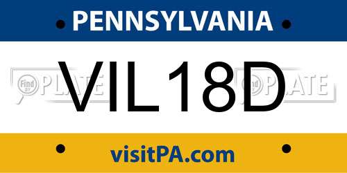 VIL18D Pennsylvania License Plate