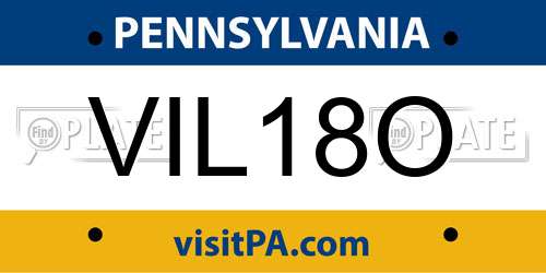 VIL18O Pennsylvania License Plate