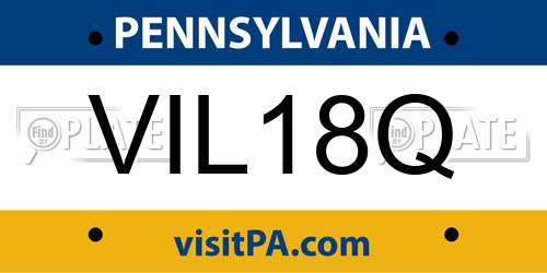 VIL18Q Pennsylvania License Plate