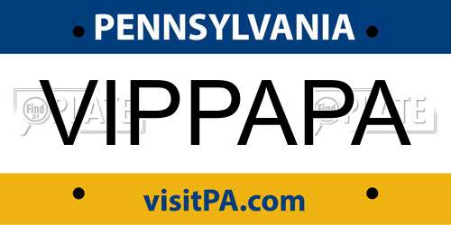 VIPPAPA Pennsylvania License Plate