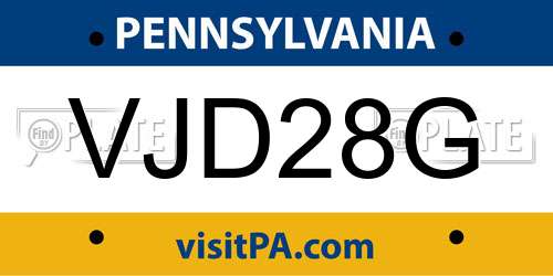 VJD28G Pennsylvania License Plate