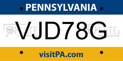 VJD78G Pennsylvania License Plate
