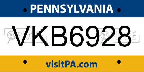 VKB6928 Pennsylvania License Plate