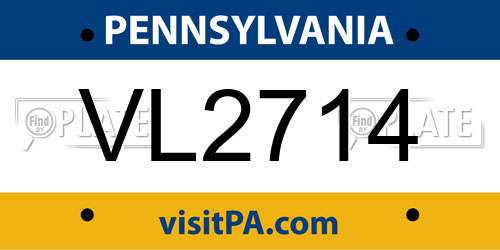 VL2714 Pennsylvania License Plate