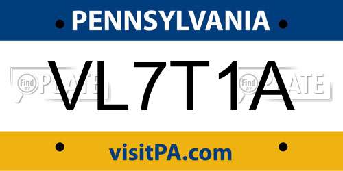 VL7T1A Pennsylvania License Plate