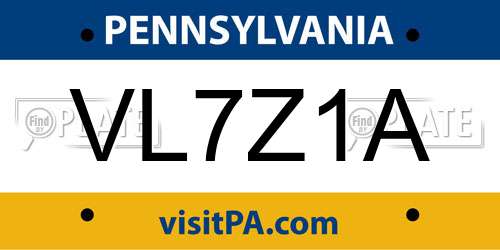 VL7Z1A Pennsylvania License Plate