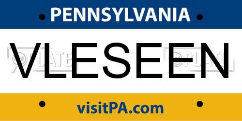 VLESEEN Pennsylvania License Plate