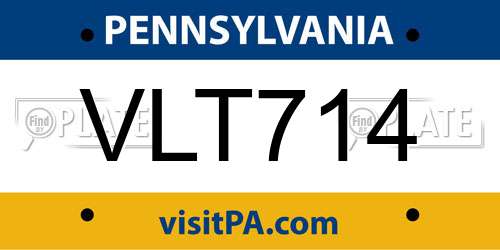 VLT714 Pennsylvania License Plate