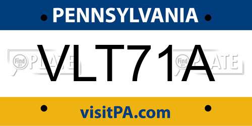 VLT71A Pennsylvania License Plate