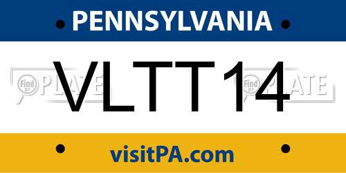 VLTT14 Pennsylvania License Plate