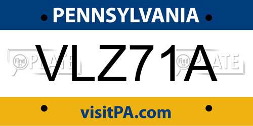 VLZ71A Pennsylvania License Plate