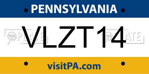 VLZT14 Pennsylvania License Plate