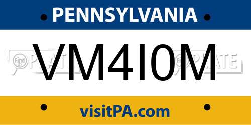 VM4I0M Pennsylvania License Plate