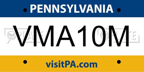 VMA10M Pennsylvania License Plate