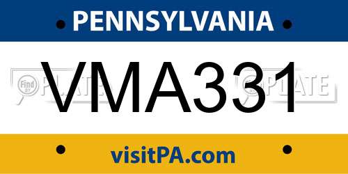 VMA331 Pennsylvania License Plate