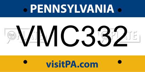 VMC332 Pennsylvania License Plate