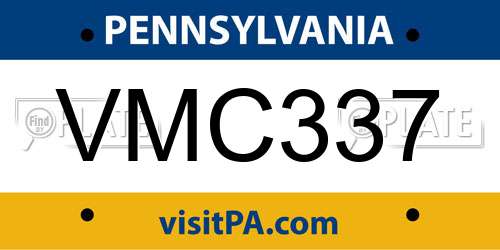 VMC337 Pennsylvania License Plate