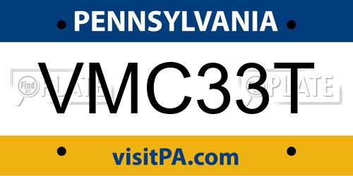VMC33T Pennsylvania License Plate