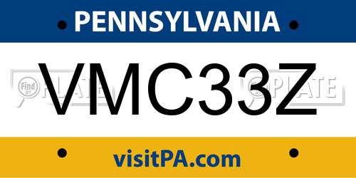 VMC33Z Pennsylvania License Plate