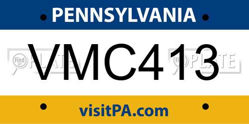VMC413 Pennsylvania License Plate