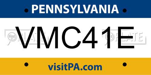 VMC41E Pennsylvania License Plate