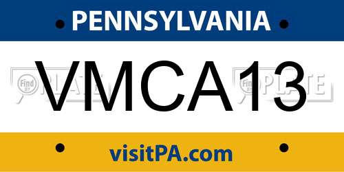 VMCA13 Pennsylvania License Plate