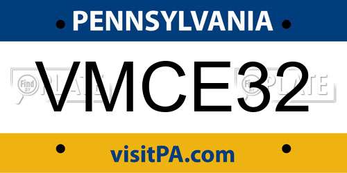 VMCE32 Pennsylvania License Plate