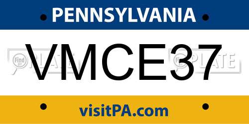 VMCE37 Pennsylvania License Plate