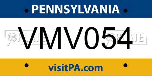 VMV054 Pennsylvania License Plate