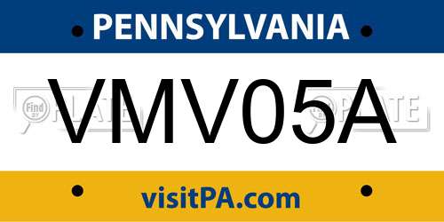 VMV05A Pennsylvania License Plate