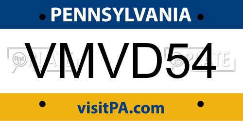 VMVD54 Pennsylvania License Plate
