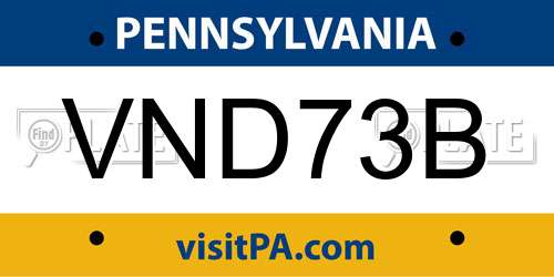 VND73B Pennsylvania License Plate