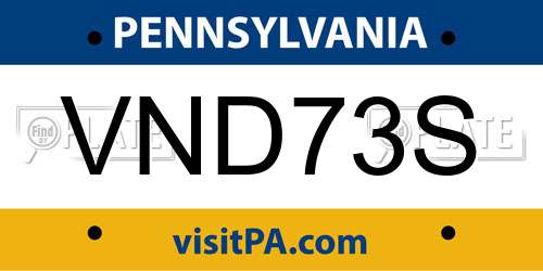 VND73S Pennsylvania License Plate