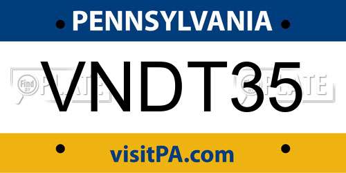 VNDT35 Pennsylvania License Plate