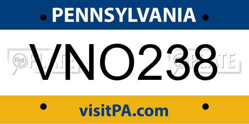 VNO238 Pennsylvania License Plate