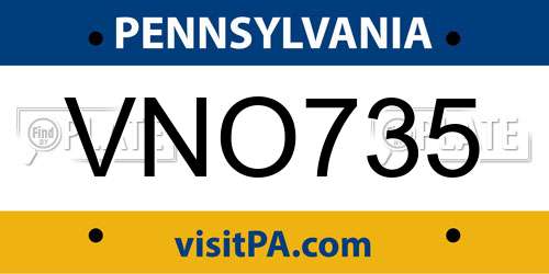 VNO735 Pennsylvania License Plate